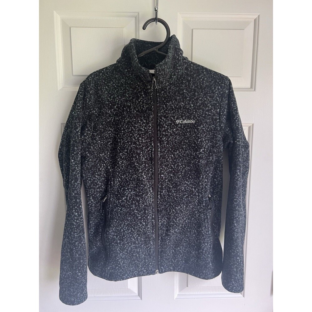 Columbia Women's M Black/Gray Speckled Full Zip Jacket Pockets Long Sleeve